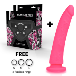 DELTA CLUB - TOYS HARNESS DONG PINK SILICONE 23 CM -O- 4.5 CM