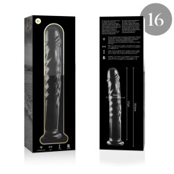 NEBULA SERIES BY IBIZA - MODEL 16 DILDO BOROSILICATE GLASS CLEAR 18.5 CM -O- 3 CM