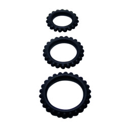 BAILE - TITAN SET 3 PCS COCK RING BLACK 2.8 2.4 1.9 CM