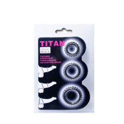 BAILE - TITAN SET 3 PCS COCK RING BLACK 2.8 2.4 1.9 CM