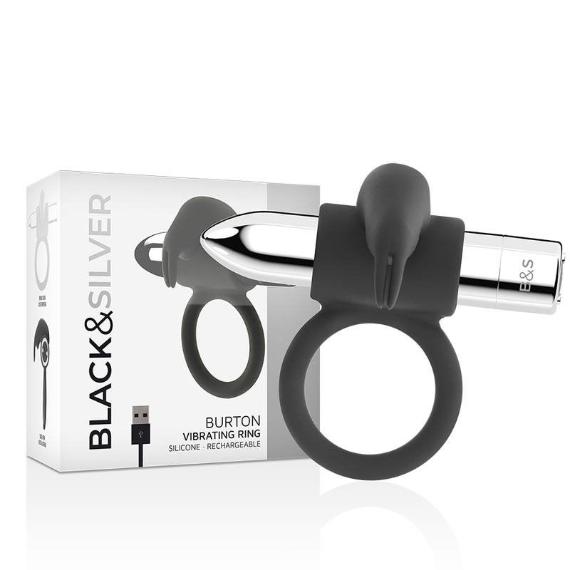 BLACKandSILVER - BURTON ANILLO RECARGABLE 10 MODOS VIBRACIÓN