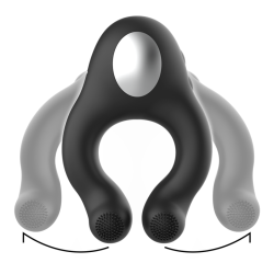 BLACKandSILVER - SILICONE VIBRATOR RING 3 MOTORS RECHARGEABLE BLACK