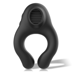 BLACKandSILVER - SILICONE VIBRATOR RING 3 MOTORS RECHARGEABLE BLACK