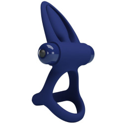 PRETTY LOVE - MAT DOUBLE RING WITH VIBRATION and STIMULATOR BLUE
