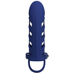 PRETTY LOVE - ALTAF ANILLO VIBRADOR CON FUNDA DE SILICONA AZUL