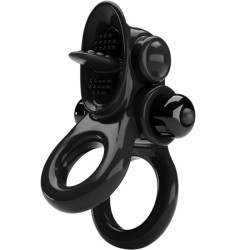 PRETTY LOVE - PASSIONATE RING DOUBLE VIBRATING RING CLITORIS STIMULATOR BLACK