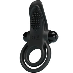 PRETTY LOVE - DOUBLE VIBRATING RING CLITORIS STIMULATOR 10 VIBRATIONS BLACK