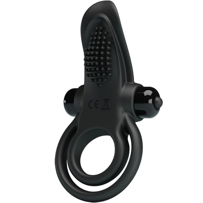 PRETTY LOVE - DOUBLE VIBRATING RING CLITORIS STIMULATOR 10 VIBRATIONS BLACK