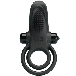 PRETTY LOVE - DOUBLE VIBRATING RING CLITORIS STIMULATOR 10 VIBRATIONS BLACK