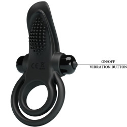 PRETTY LOVE - DOUBLE VIBRATING RING CLITORIS STIMULATOR 10 VIBRATIONS BLACK