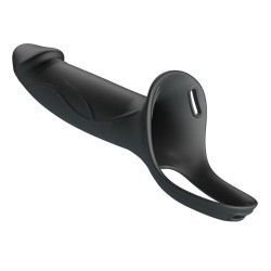 PRETTY LOVE - LANDON BLACK VIBRATING STRAP-ON