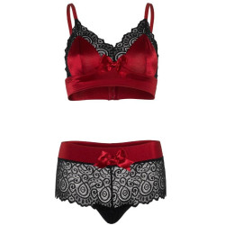 LEG AVENUE - 2 PIECES SET BLACK AND RED S-M