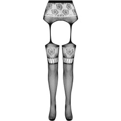 PASSION - S030 TIGHTS WITH BLACK GARTER ONE SIZE