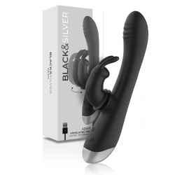 BLACKandSILVER - DJ. ADAM RECHARGEABLE SILICONE RABBIT STIMULATOR BLACK