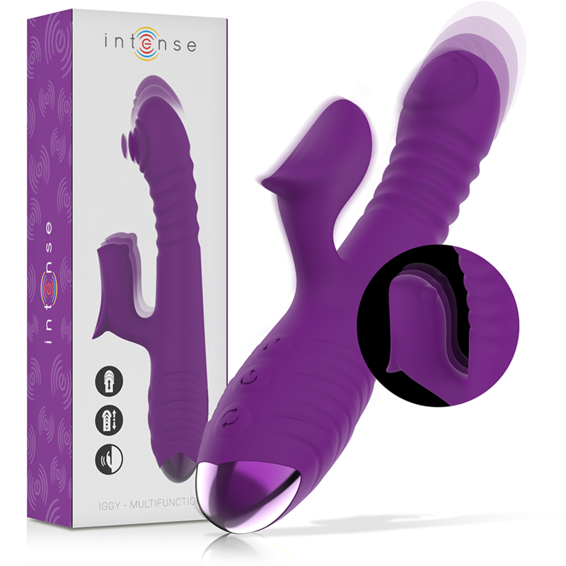 INTENSE - IGGY MULTIFUNCTION RECHARGEABLE VIBRATOR UP and DOWN WITH CLITORAL STIMULATOR PURPLE
