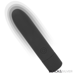 BLACK and SILVER - GERI USB RECHARGEABLE VIBRATING BULLET 8 VIBRATIONS BLACK 10 X 2.2 CM