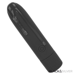 BLACK and SILVER - GERI USB RECHARGEABLE VIBRATING BULLET 8 VIBRATIONS BLACK 10 X 2.2 CM