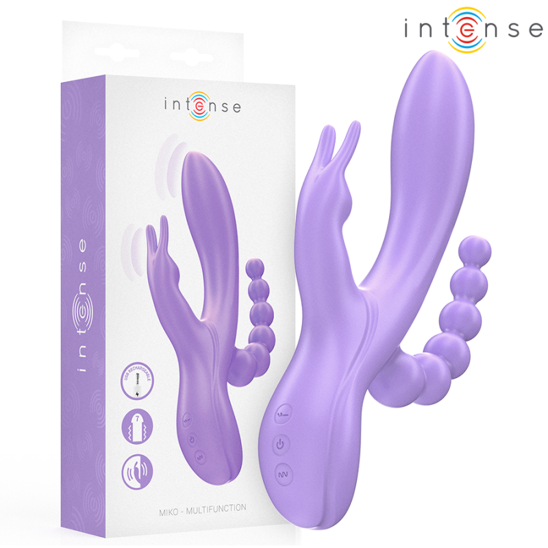 INTENSE - MIKO TRIPLE VIBRADOR RABBIT and ESTIMULADOR and ANAL 7 VIBRACIONES MORADO