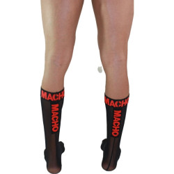 MACHO - CALCETINES FINOS NEGRO-ROJO TALLA ÚNICA