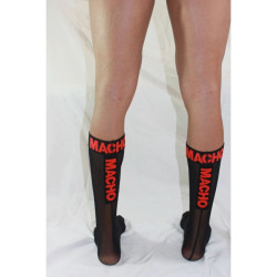 MACHO - CALCETINES FINOS NEGRO-ROJO TALLA ÚNICA