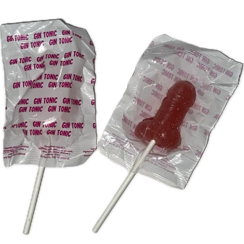 DIABLO GOLOSO - 1 PENIS LOLLIPOP GIN TONIC STRAWBERRY FLAVOR 10 ALCOHOL