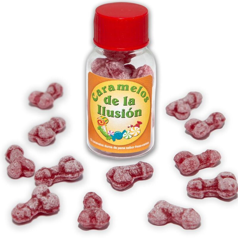 DIABLO PICANTE - 12 PENIS-SHAPED ILLUSION CANDIES STRAWBERRY-CHERRY