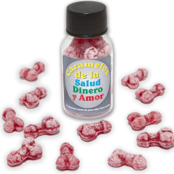 DIABLO PICANTE - 12 CARAMELOS DE LA SALUD-DINERO-AMOR FORMA PENE FRESA-CEREZA