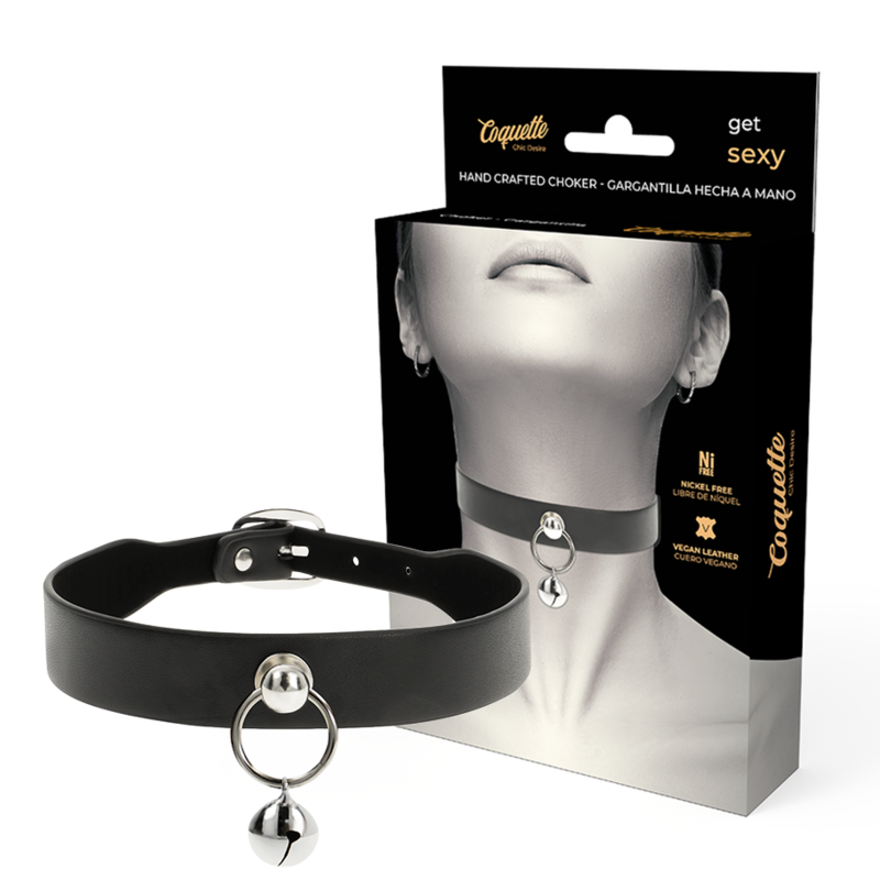 COQUETTE CHIC DESIRE - VEGAN LEATHER NECKLACE WOMAN ACCESSORY RATTLE-HOOP