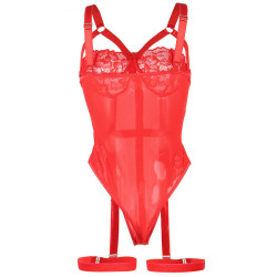 SUBBLIME - TEDDY WITH GARTER STRAP DETAIL CHEST RED S-M