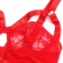 SUBBLIME - TEDDY CON LIGA DETALLE ENCAJE Y TIRAS ROJO S-M