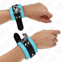 KINK - PREMIUM LOCKABLE WRIST RESTRAINTS BLACK - BLUE ADJUSTABLE 21-28 CM X 5.5 CM