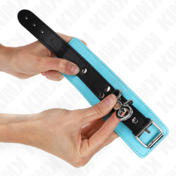 KINK - MUÑEQUERAS CON CIERRE PREMIUM NEGRO - AZUL AJUSTABLE 21-28 CM X 5.5 CM