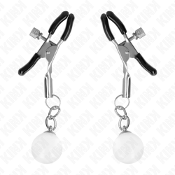 KINK - PINZAS PARA PEZONES PLATEADAS CON COLGANTE DE VIDRIO 6 CM