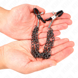 KINK - NIPPLE CLAMPS WITH 3 CHAINS BLACK 20-23-28 CM