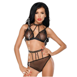 ME-SEDUCE - DOTTY SET TWO PIECES BLACK S-M