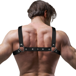 FETISH SUBMISSIVE ATTITUDE - MENS ADJUSTABLE ECO-LEATHER CROSS CHEST BULLDOG HARNESS
