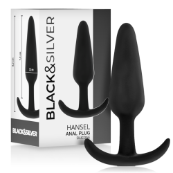 BLACKandSILVER - HANSEL SILICONE ANAL PLUG WITH SMALL HANDLE