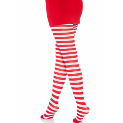 LEG AVENUE - WHITE-RED STRIPED TIGHTS