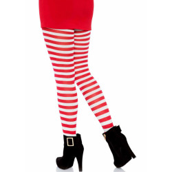 LEG AVENUE - WHITE-RED STRIPED TIGHTS
