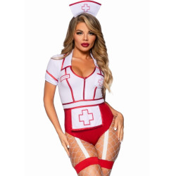 LEG AVENUE - DISFRAZ ENFERMERA SEXY ROJO-BLANCO M