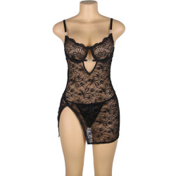 SUBBLIME - 954185 BABYDOLL DE ENCAJE CON TIRANTES AJUSTABLES NEGRO S-M