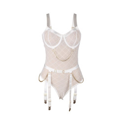 SUBBLIME - 954291 BODY WITH CHAINS GARTER BELT WHITE L-XL