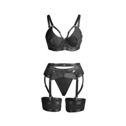 SUBBLIME - 955236 BLACK BONDAGE BRA WITH GARTER SET S-M