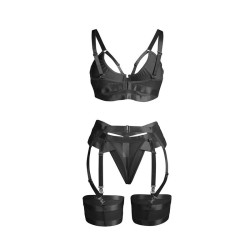 SUBBLIME - 955236 SET SUJETADOR CON LIGUERO BONDAGE NEGRO S-M