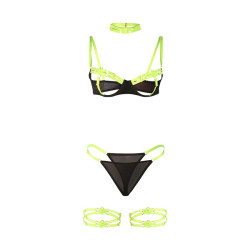 SUBBLIME - 955281 BRA SET WITH NECKLACE AND LEG DETAILS FLUORESCENT GREEN L-XL