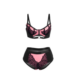 SUBBLIME - 955588 CONJUNTO SUJETADOR CON CREMALLERA DE MALLA DE CHAROL ROSA L-XL