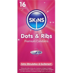 SKINS - DOTS and RIBS PREMIUM CONDOMS PACK 16