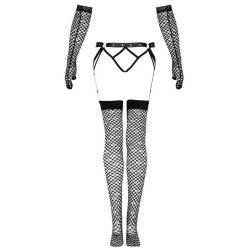 LIVCO CORSETTI FASHION - NEMALIA SET GARTER STOCKINGS GLOVES BLACK