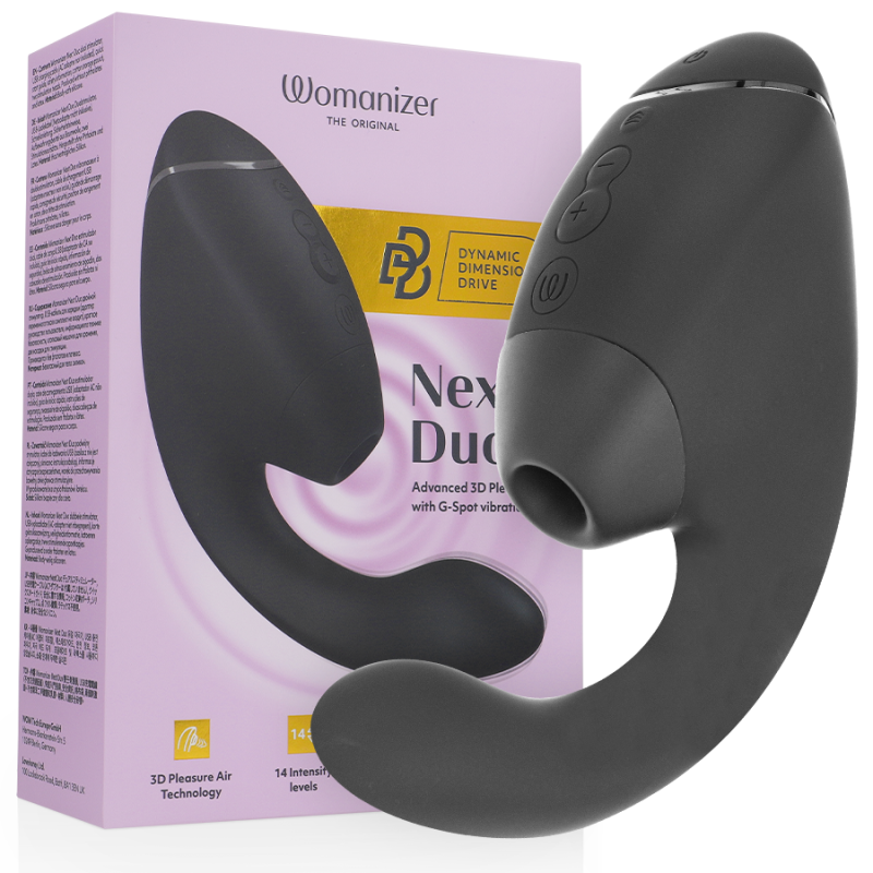 WOMANIZER - DUO NEXT DUAL CLITORAL and G-SPOT STIMULATOR BLACK