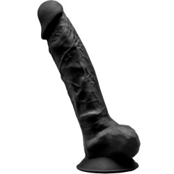 SILEXD - MODELO 1 PENE REALÍSTICO SILICONA PREMIUM SILEXPAN NEGRO 23 CM